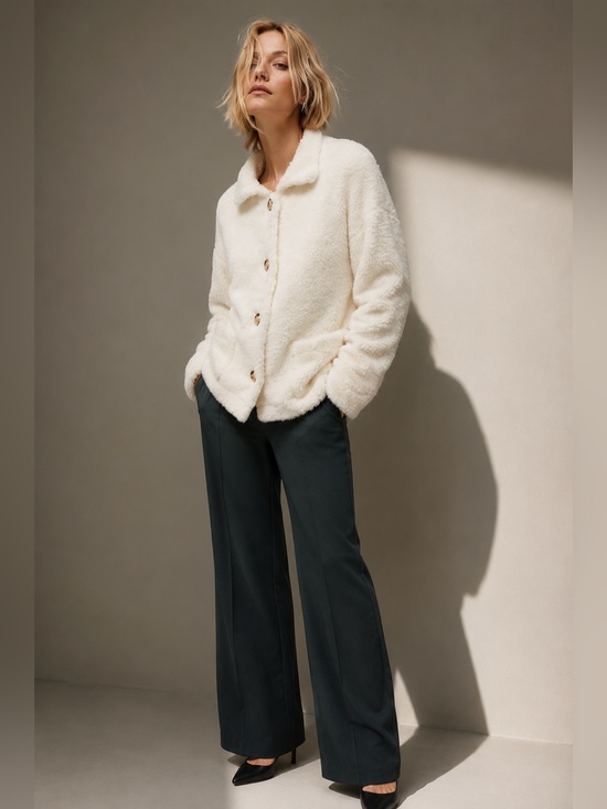 Anthropologie Jackets & Blazers - Anthropologie Danika Fuzzy Teddy Jacket | NWT | Large | Ivory Cream Cozy Coat